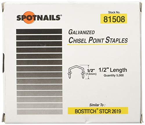 Spot Nails Spot Nails 81508 1/2-inch Staples similar to Bostitch STCR2619 5,000 per Box