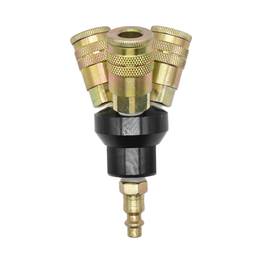 Interstate Pneumatics FPM44-KH4 Aluminum Round Manifold with Three 1/4 Inch Steel Industrial Couplers & One 1/4 Inch Steel Plug Kit