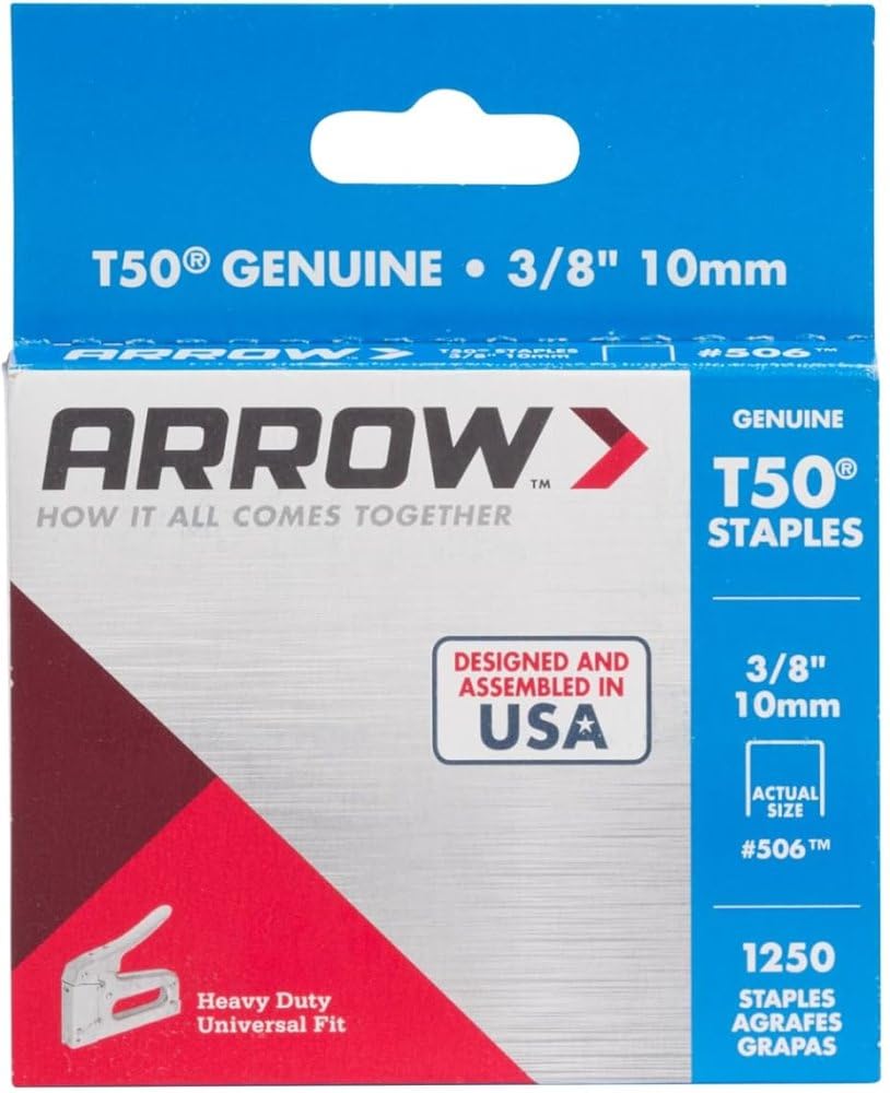 AFC50624 - ARROW FASTENER 50624 T50 3 8quot; Staples; 1,250 staples per pk
