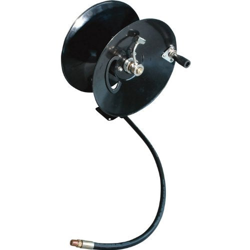 General Pump DHR50100D 3/8" x 100' Steel Hose Reel with Swivel Arm, Mounting Bracket and 3' Pigtail, 5000 PSI - StaplermaniaStore
