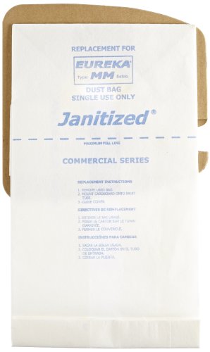 Janitized JAN-EUMM(10) Premium Replacement Commercial Vacuum Paper Bag for Eureka Mighty Mite Canisters Vacuum Cleaners (10-10 Packs)