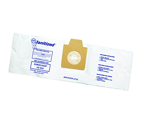 Janitized JAN-EC934-2(10) Premium Replacement Commercial Vacuum Bag, Euroclean UZ934 and UZ932 Canister Vacuum Cleaners Includes Pre-Filters, OEM#1406905020, 1406905010 (Pack of 10) - StaplermaniaStore