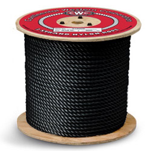 3-Strand Nylon Rope - 1/4" x 600 ft, Black - StaplermaniaStore