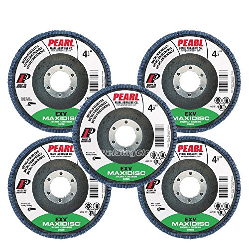 5-PK Pearl Abrasive EXV High Density Zirconia Maxidisc Flap Disc for Metal and Stainless Steel Type 27 - StaplermaniaStore