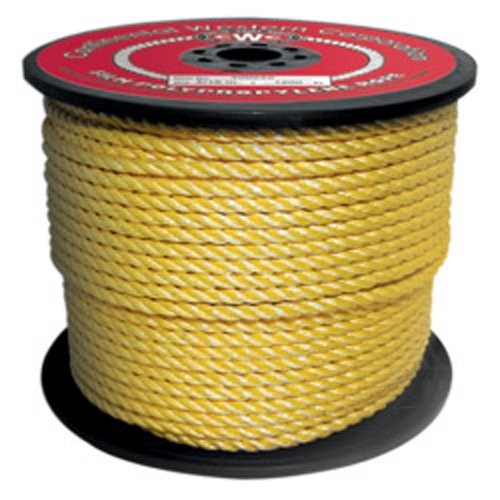 3-Strand Polypropylene Split Film Rope, Yellow - StaplermaniaStore