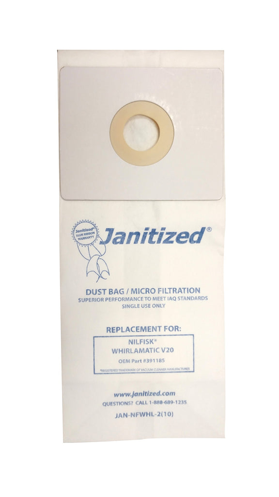 Janitized JAN-NFWHL-2(10) Premium Replacement Commercial Vacuum Bag for Nilfisk Advance Whirlamatic VS20 Burnisher (10-10 Packs)