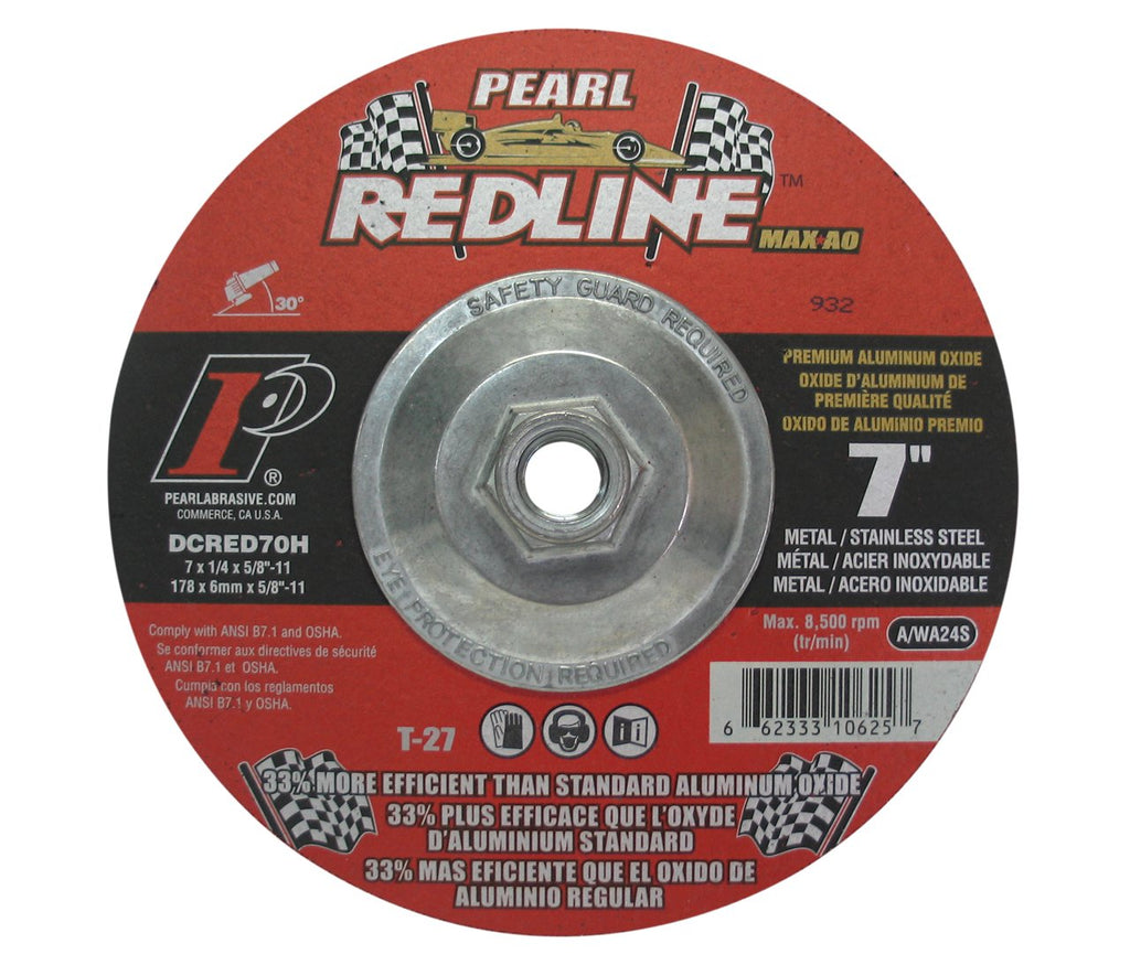 Pearl Abrasive DCRED70H 7" by 1/4" by 5/8"-11 Depressed Center Grinding Wheels - StaplermaniaStore