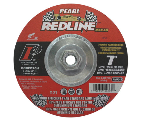 Pearl Abrasive DCRED70H 7" by 1/4" by 5/8"-11 Depressed Center Grinding Wheels - StaplermaniaStore
