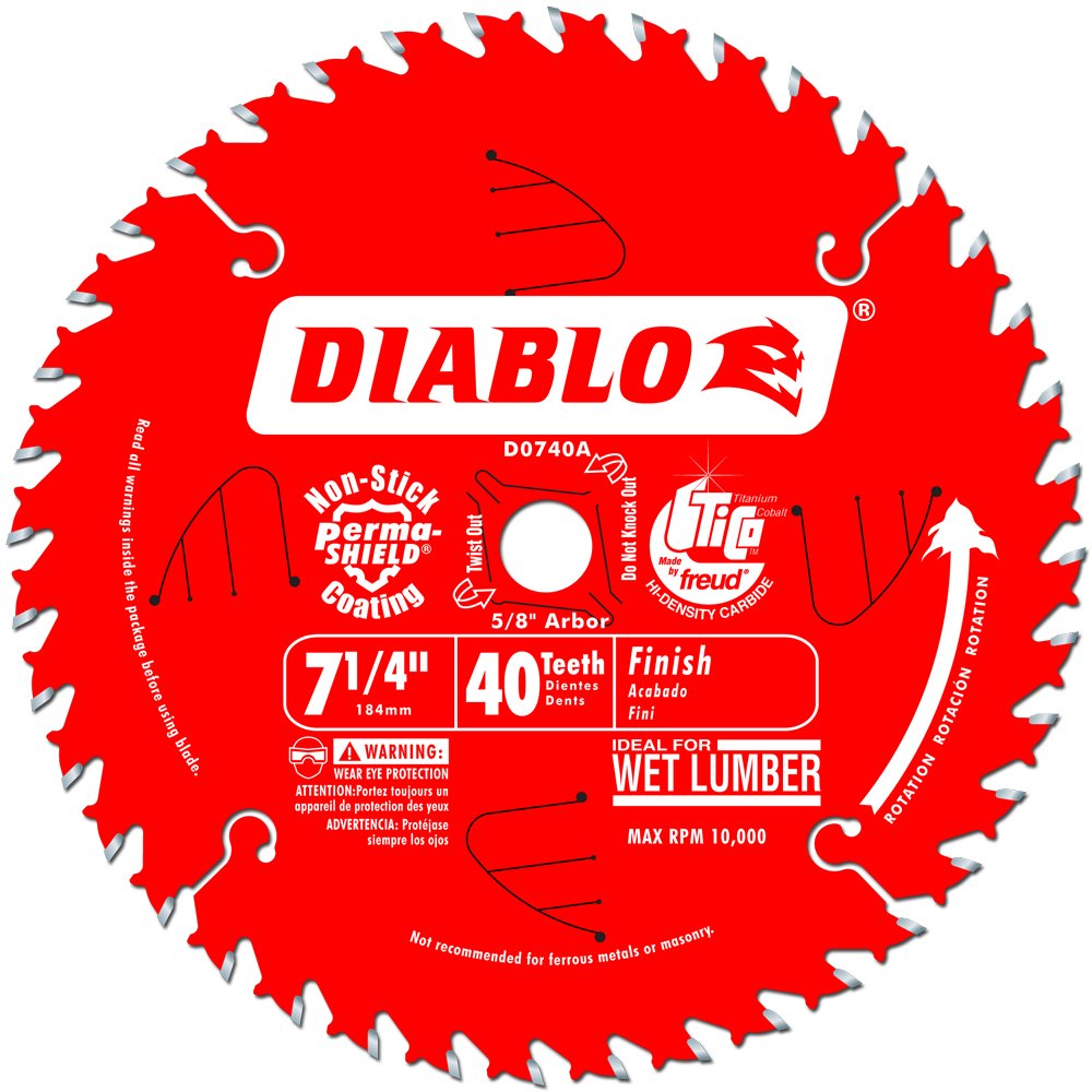 Freud D0740A Diablo 7-1/4 40 Tooth ATB Finishing Saw Blade with 5/8-Inch Arbor (Set of 10) (10 Items)
