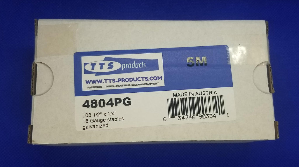 TTSL08 18 Gauge 1/4" Crown, 1/2" Leg. 5000 Pcs/Box Galvanized
