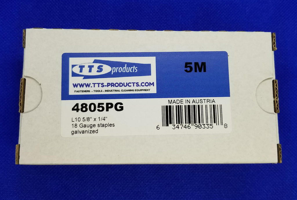 TTSL10 18 Gauge 1/4" Crown, 5/8" Leg. 5000 Pcs/Box Galvanized