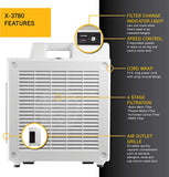 XPOWER X-3780 Professional 4-Stage HEPA Air Scrubber with Activated Carbon Filter, White