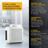 XPOWER X-3780 Professional 4-Stage HEPA Air Scrubber with Activated Carbon Filter, White