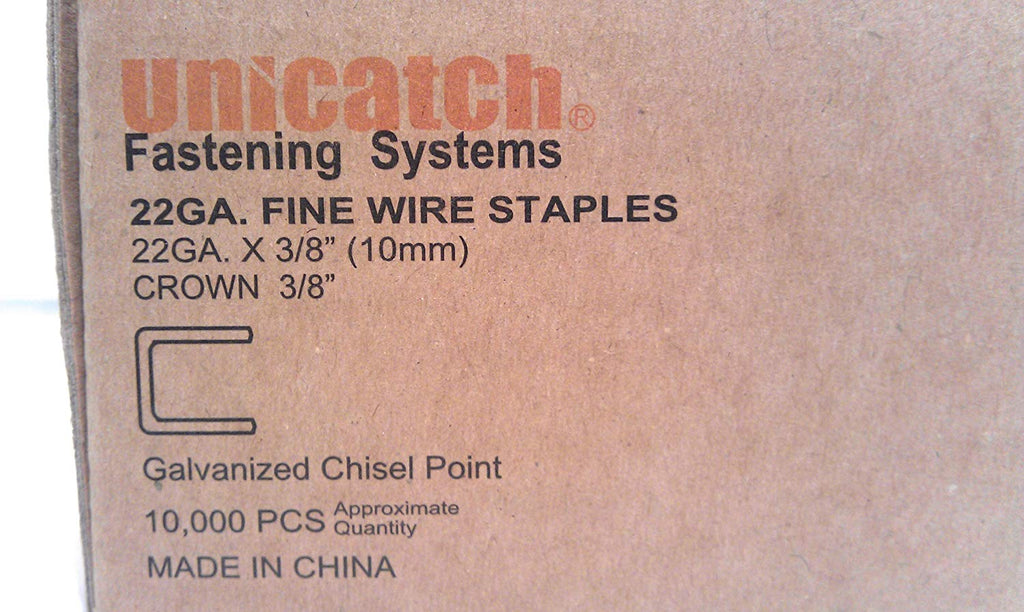 Unicatch 22 Gauge 3/8" Long 3/8" Crown Galvanized Upholstery Staple C06 71/10 10,000 Per Box - StaplermaniaStore