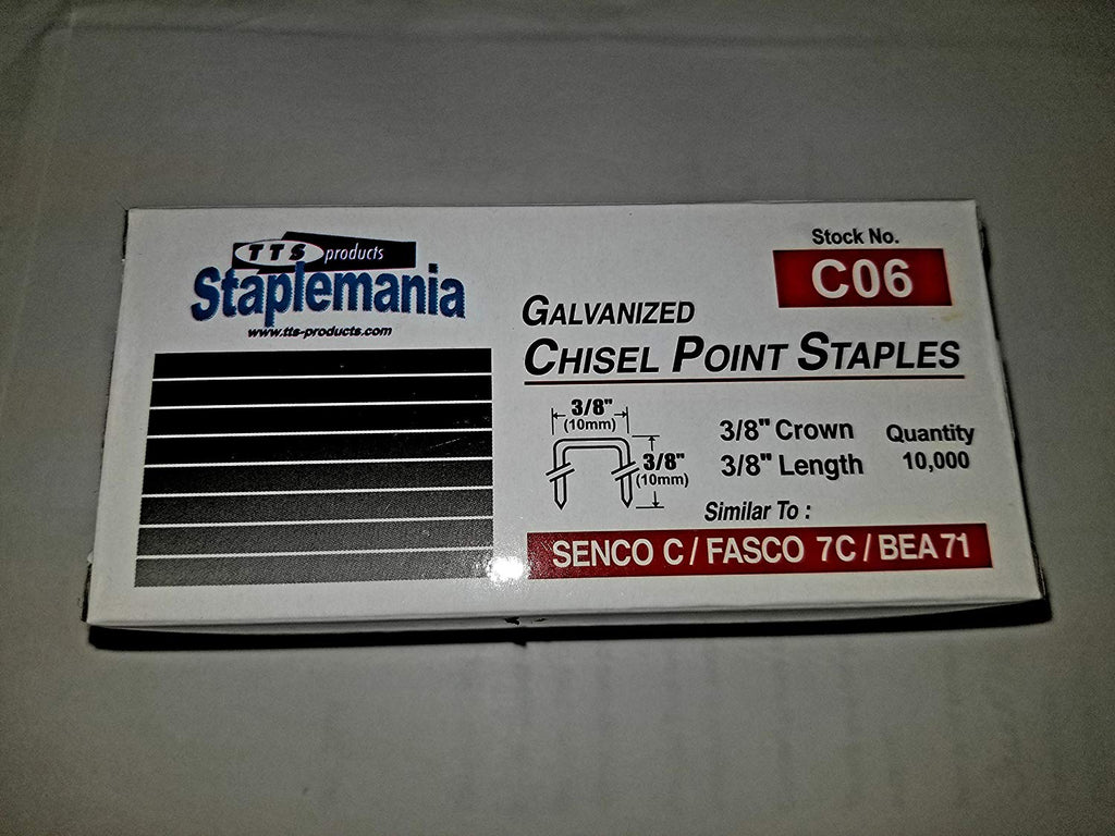 C06 Upholstery Fine Wire Staple 22 Gauge 3/8" Crown X 3/8" Leg (7110) - StaplermaniaStore