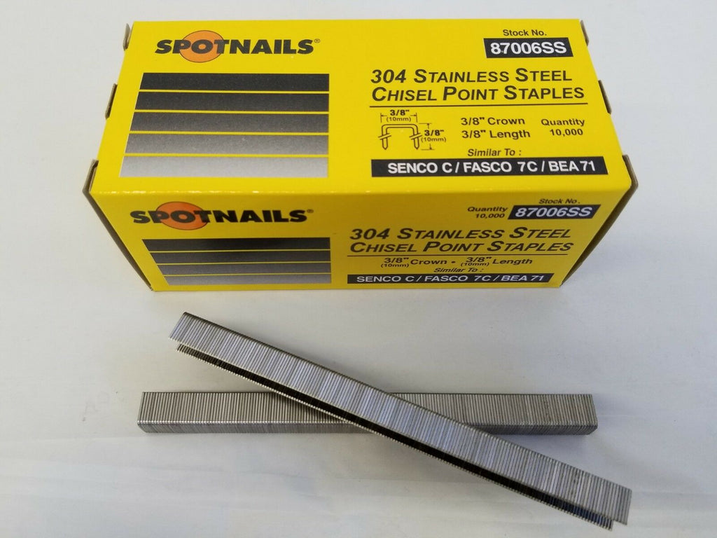 C06 Stainless Steel Upholstery  Fine Wire Staple 22 Gauge 3/8" crown, 3/8" length - StaplermaniaStore