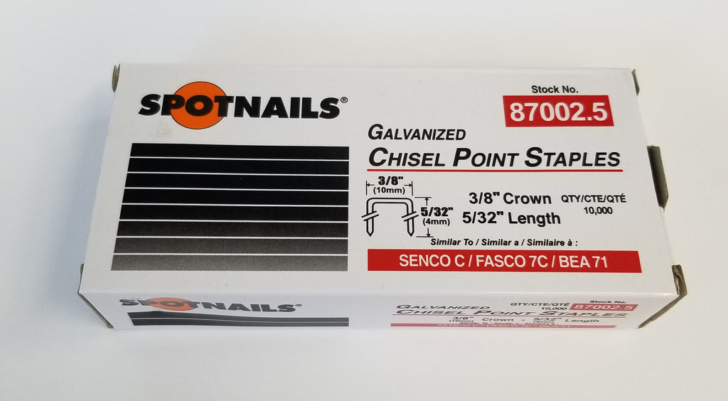 Spot Nails 87002.5 22 Gauge 3/8-Inch Crown Staples, 5/32-Inch, 10000-Piece C02.5