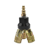 Interstate Pneumatics FPM44-KH4 Aluminum Round Manifold with Three 1/4 Inch Steel Industrial Couplers & One 1/4 Inch Steel Plug Kit