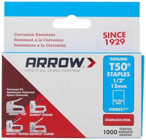 ARROW STAINLESS STEEL STAPLES - 508SS1 (Pack of 5)