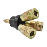 Interstate Pneumatics FPM44-KH4 Aluminum Round Manifold with Three 1/4 Inch Steel Industrial Couplers & One 1/4 Inch Steel Plug Kit