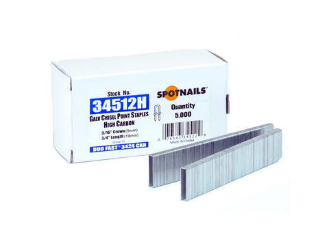 34 Series 3/16" Crown Staples - Galvanized 22 Gauge Chisel Point 5000 per box (3/4-inch)
