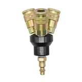 Interstate Pneumatics FPM44-KH4 Aluminum Round Manifold with Three 1/4 Inch Steel Industrial Couplers & One 1/4 Inch Steel Plug Kit