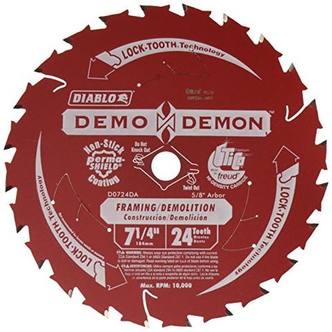 Freud D0724DA 7-1/4-Inch Diablo Demo Demon Circular Saw Blade, Multi