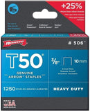 AFC50624 - ARROW FASTENER 50624 T50 3 8quot; Staples; 1,250 staples per pk