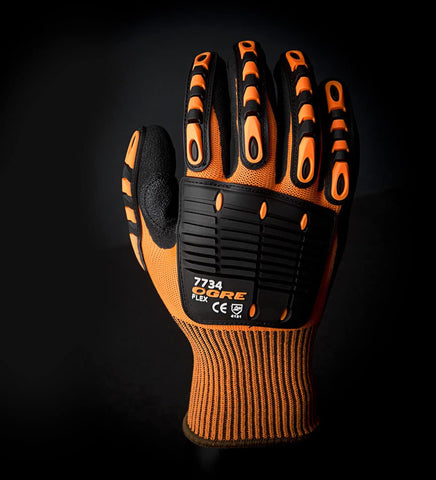 Cordova 7734S OGRE-Flex Sandy Nitrile Hi-Vis Polyester Shell Durable Gloves, Small