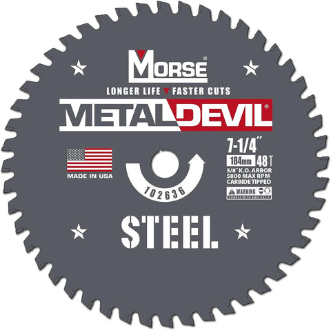 Morse Metal Devil CSM7254858FSC, Circular Saw Blade, Carbide Tipped, Steel Cutting, 7-1/4 inch