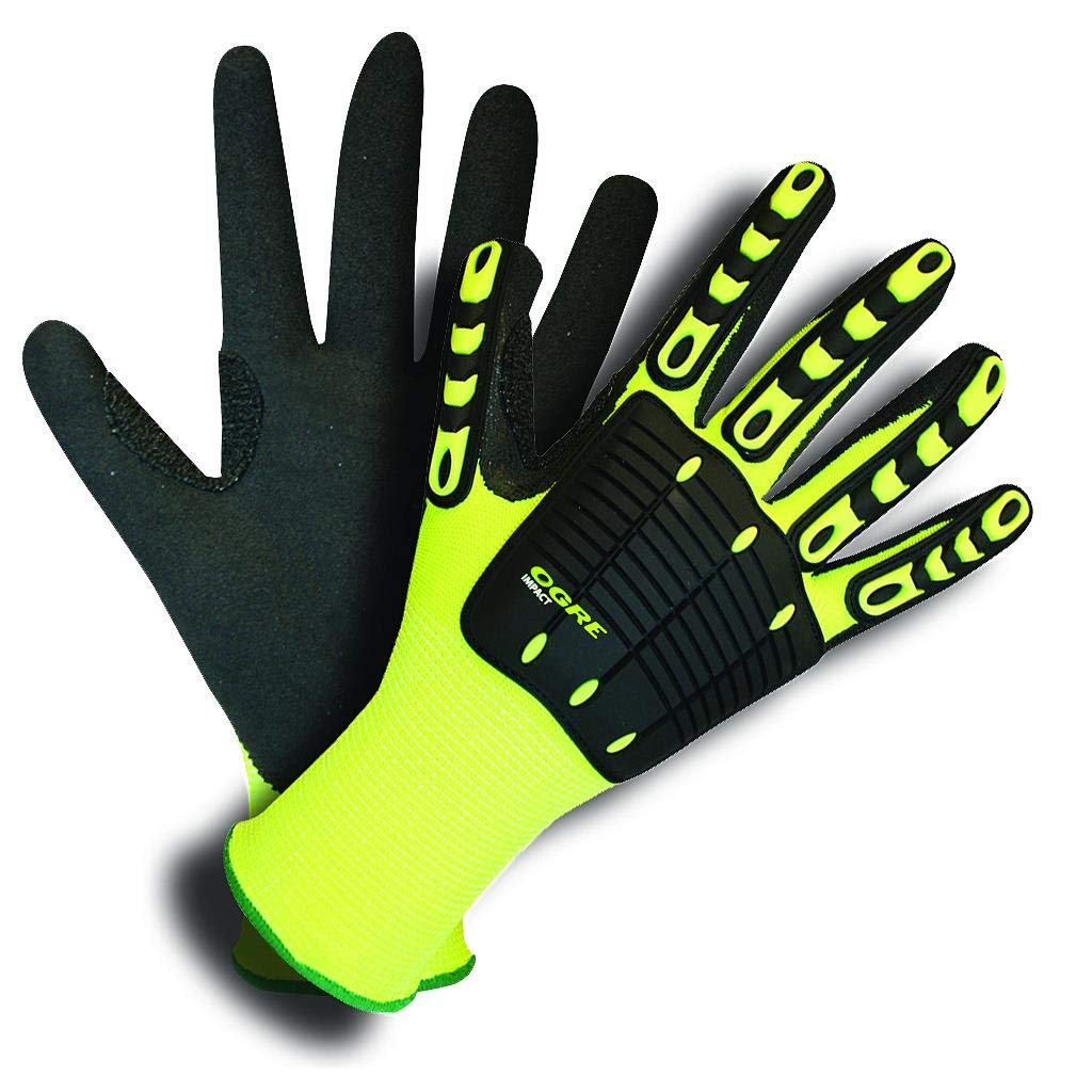 Cordova 7735 OGRE Impact High-Visibility Work Gloves, Padded Nitrile Coating, Reinforced Thumb, Flexible, Comfy, Heavy-Duty