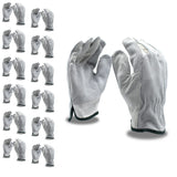 Cordova Grain Cowhide Driver Gloves, Split Leather Double Palm & Back, Keystone Thumb, Unlined, 12-Pack