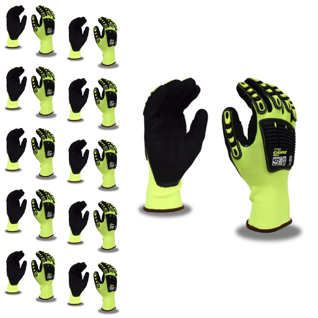Cordova 7735 Impact Gloves, Padded Nitrile Coating for Extra Grip, Reinforced Thumb, High-Visibility Work Gloves with Impact Protection, Flexible and Comfy, Heavy-Duty, X-Large, 10-Pack Bulk Gloves