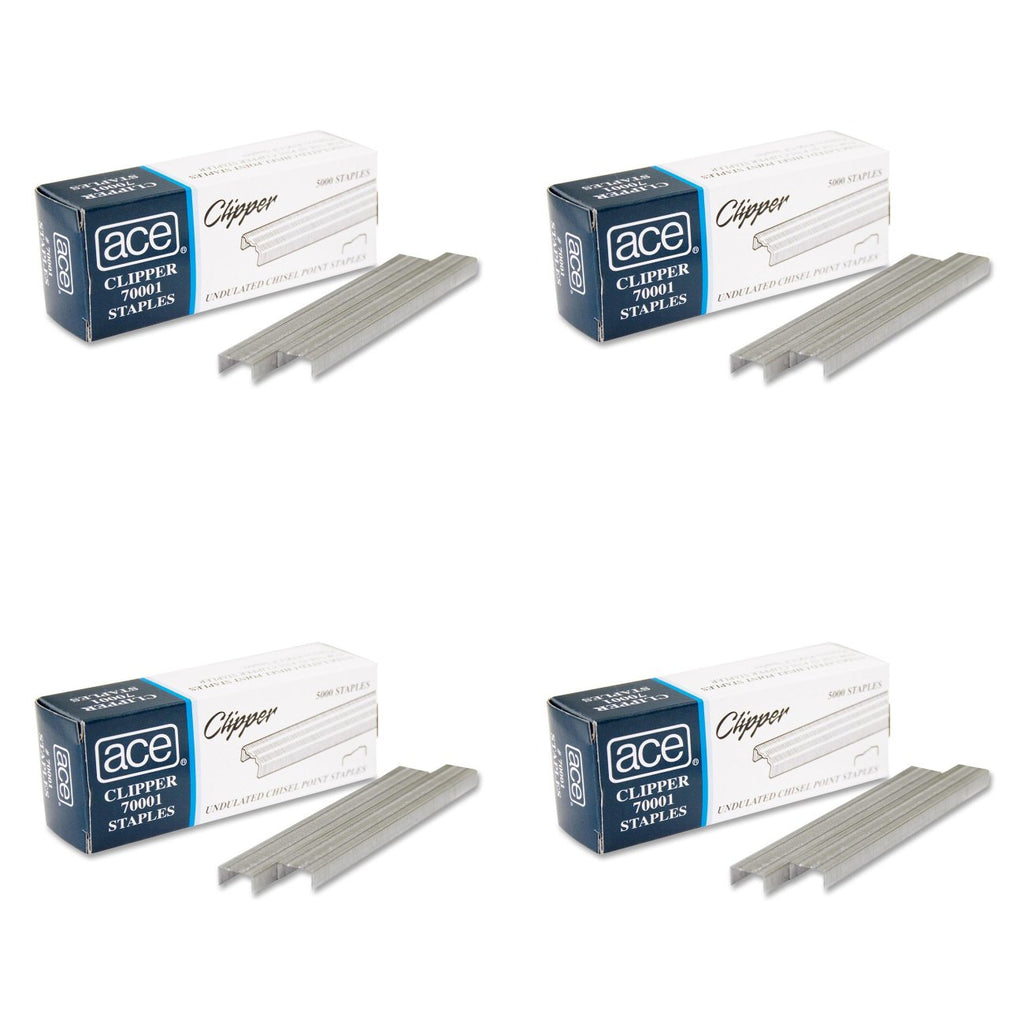Ace Office Products 70001 Staples, Undulated, For 07020 Clipper Plier, 5000/BX, 4 Packs