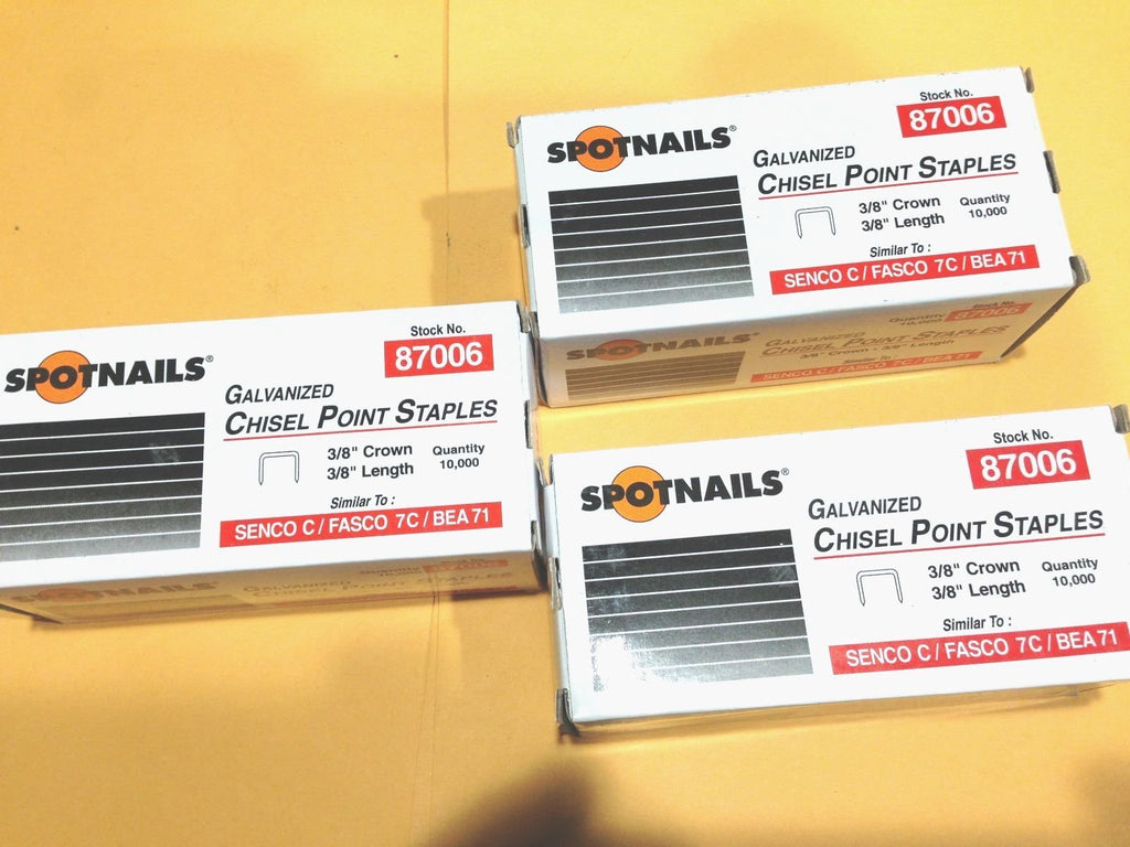 30000 SPOTNAILS Galvanized Chisel Point Staples 3/8" Crown 3/8" Length # 87006 .#GH45843 3468-T34562FD688375