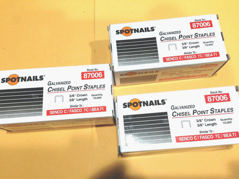 30000 SPOTNAILS Galvanized Chisel Point Staples 3/8" Crown 3/8" Length # 87006 .#GH45843 3468-T34562FD688375