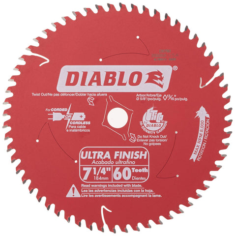 Freud D0760A 7-1/4-Inch 60T Diablo Ultra Finish Work Table Saw Blade