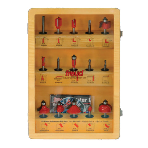 Freud 90-100 15-Piece, 1/4-Inch Shank Router Bit Set