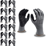 Cordova Cor-Touch II 13-Gauge Gloves, Gray Polyester Shell, Black Flat Nitrile Palm Coating, 12-Pack