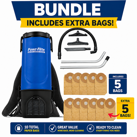 Powr-Flite BP4S Pro-Lite Backpack Vacuum 4 qt BUNDLE