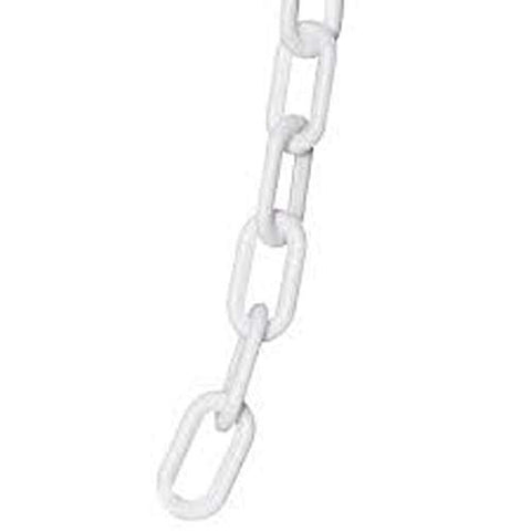 Chain Plastic Barrier Chain, 2" (8MM) Link X 50' Long White - StaplermaniaStore