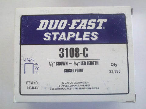Duo Fast 3108C 3/8" Crown X 1/4" Staple - StaplermaniaStore