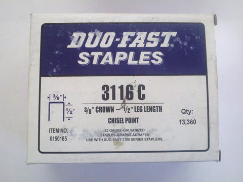 Duo Fast 3116C 3/8" Crown X 1/2" Staples - StaplermaniaStore
