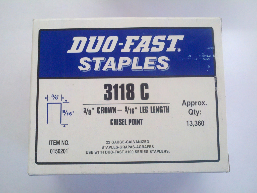 Duo Fast 3118C 3/8" Crown X 9/16" Staples - StaplermaniaStore