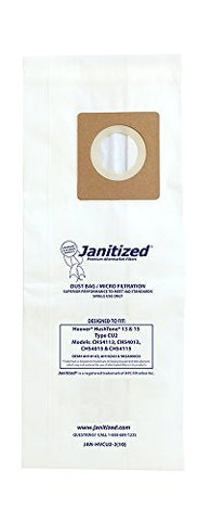 Janitized JAN-HVCU2-2(10) Premium Replacement Commercial Vacuum Bag for Hoover Hushtone 13" & 15", OEM# AH10243, 902A00033 (Pack of 100)