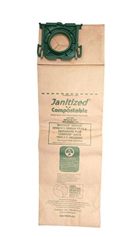Janitized COM-WISEN-4(5) Compostable Paper Premium Replacement Commercial Vacuum Bag for Windsor Sensor/XP, Versamatic Plus, Triple S Prosense & Kenmore 50015 vacuums (Pack of 50)