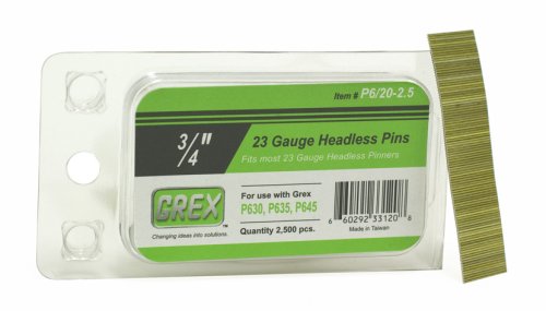 GREX P6/20-2.5 23 Gauge 3/4-Inch Length Headless Pins (2,500 per box)