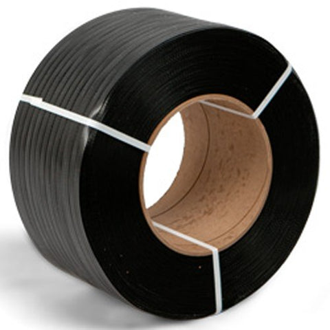 Polypropylene Strapping - 1/2" x .015" x 9000', Black, 8" x 8" Core - StaplermaniaStore