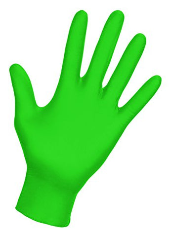 SAS Safety 66552 Derma-VUE Powder-Free Exam Grade 6 Mil Nitrile Gloves, Large, Neon Green - StaplermaniaStore