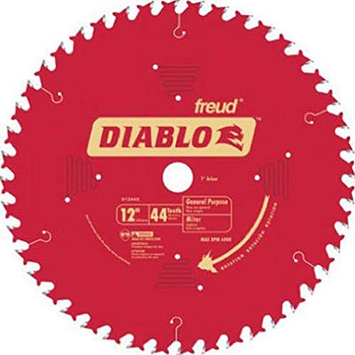 Freud D1244X Diablo 12-Inch 44 Tooth ATB General Purpose Miter Saw Blade with 1-Inch Arbor